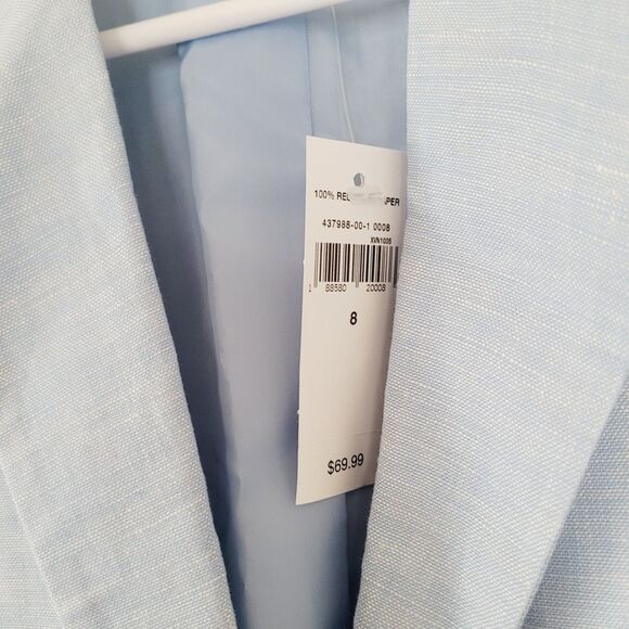 Gap Womens Linen Blend Blazer Size 8 Light Blue One Button Single Breasted Nwt - Picture 3 of 9